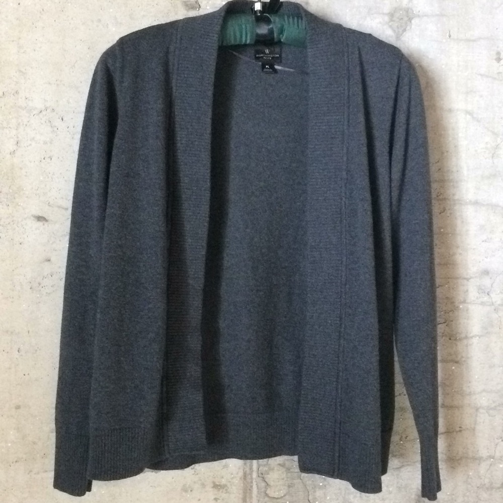 Gray Worthington Open Front Cardigan Size Petite L